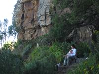 Marcella and Edward relaxing after the climb to Elephant's Eye Cave