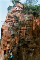 The staircase down beside the Buddha