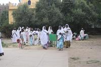 Women leaving the cathedral