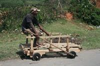 A cart user to push heavy sacks up the hills
