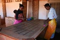 The paper is the cut to sheets and fresh flowers added